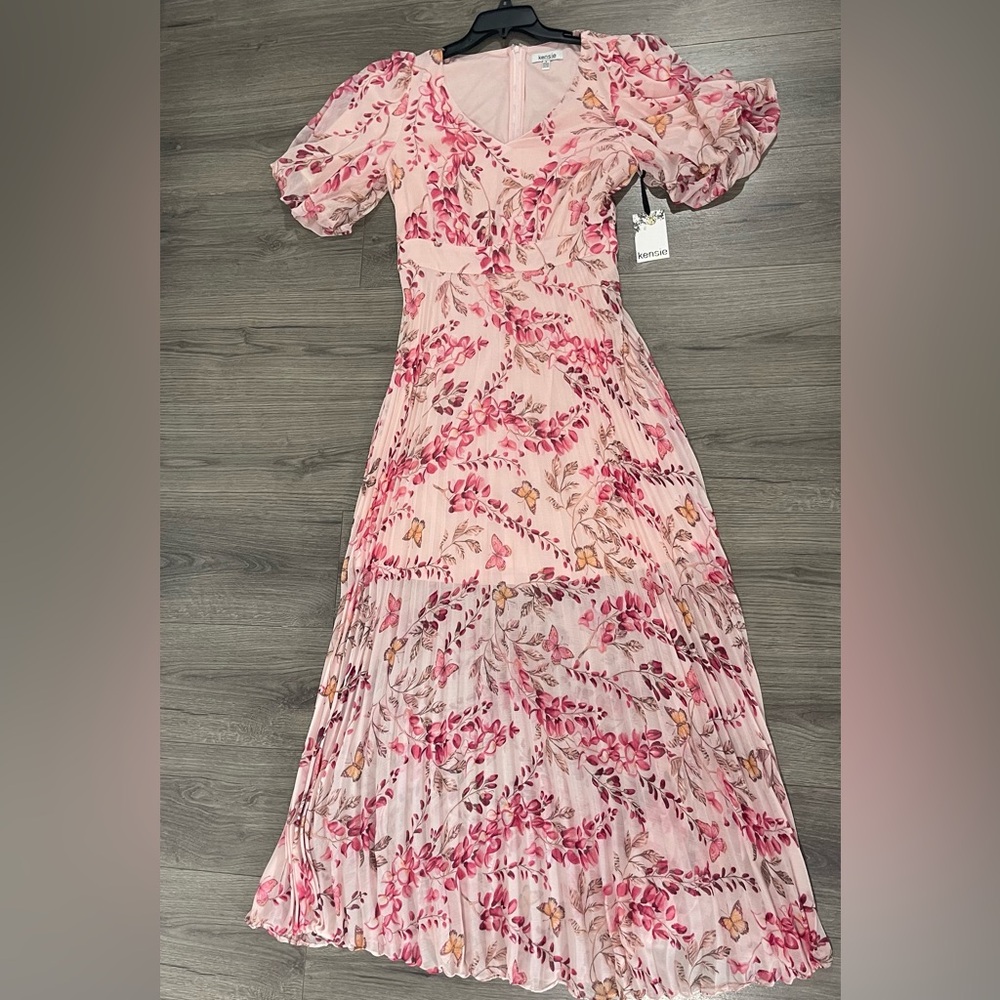 Kensie Women’s Pink Butterfly Floral Maxi Dress